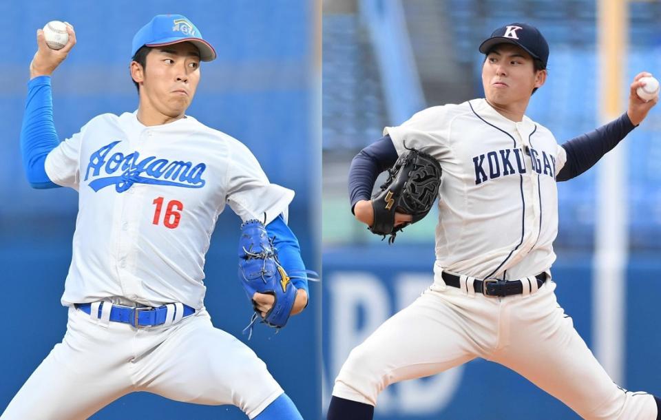 　好投手集中の東都リーグ。（左から）青学大・常広、国学院大・武内