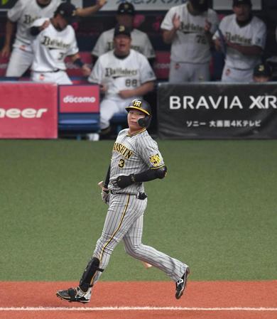 　１回、チャンスで三直に倒れた大山（撮影・北村雅宏）