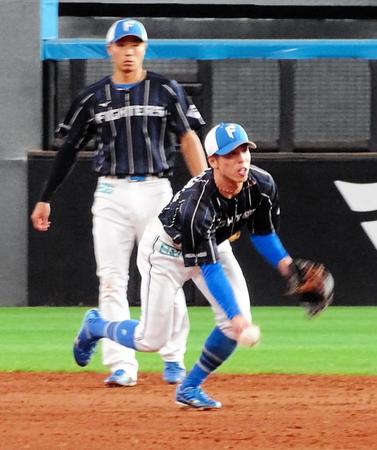 日本ハム・五十幡が遊撃練習「内野の凄さを感じました」狙いは「視野を広げる、下半身強化」も