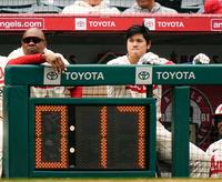 　大谷の前に表示された「ピッチクロック」（共同）