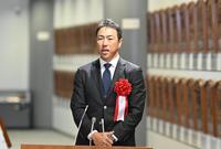 　スピーチを行う黒田博樹氏（代表撮影）