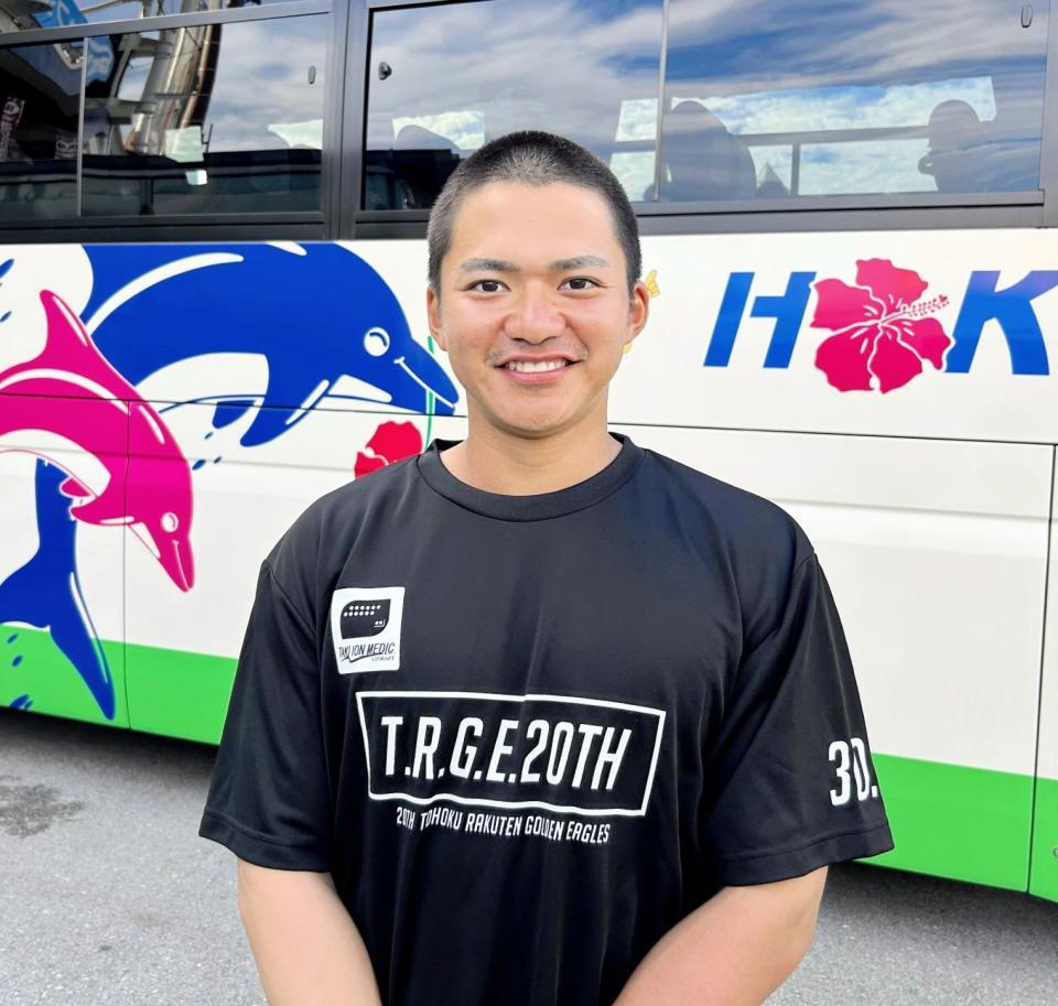 　気合の坊主頭でキャンプに臨んでいる平良