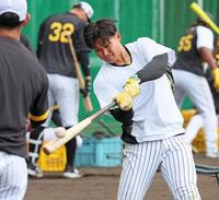 　ロングティーで打ち込む森下（６日撮影）