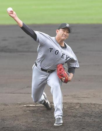 　先発で１回無安打無失点に抑えた菅野（撮影・佐藤厚）