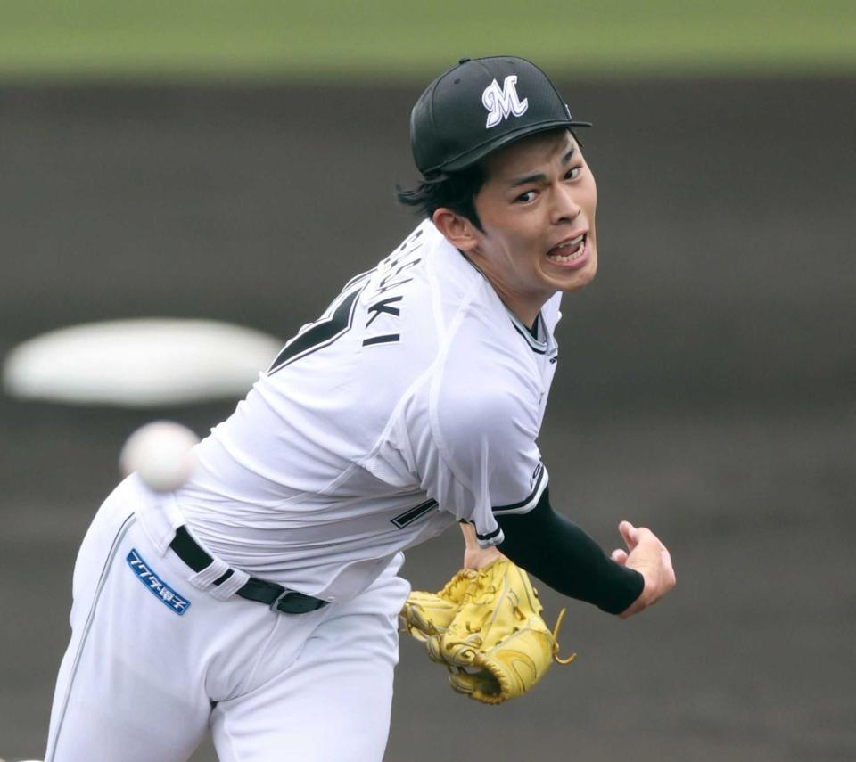 　１回無失点の力投を見せた佐々木（撮影・金田祐二）