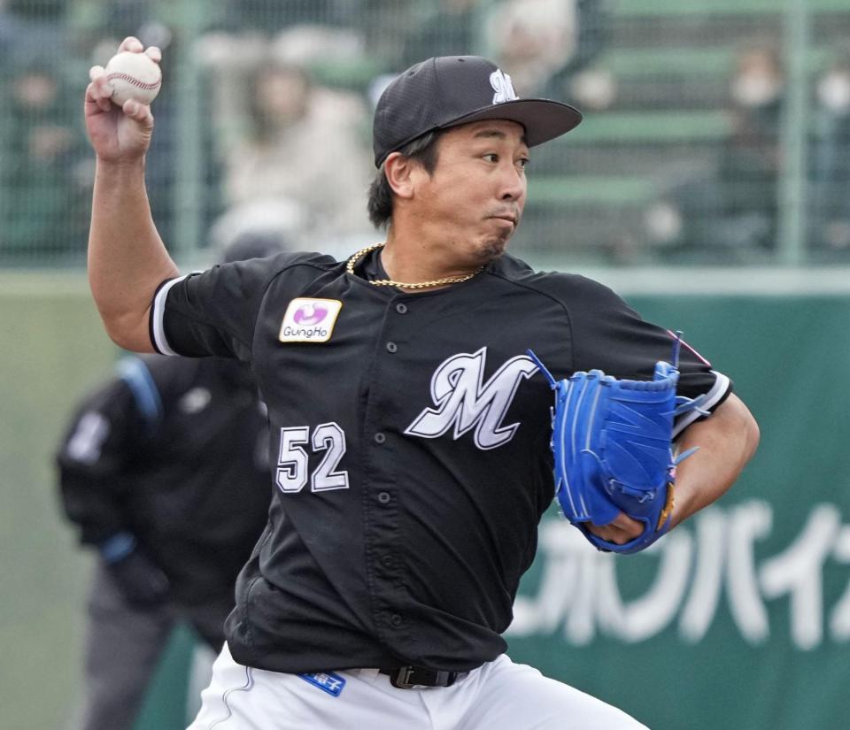 　オリックスとの練習試合に登板したロッテ・益田