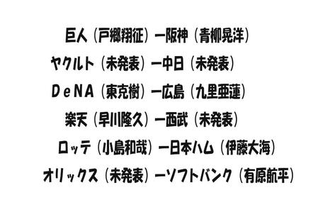 ８球団が開幕投手を発表