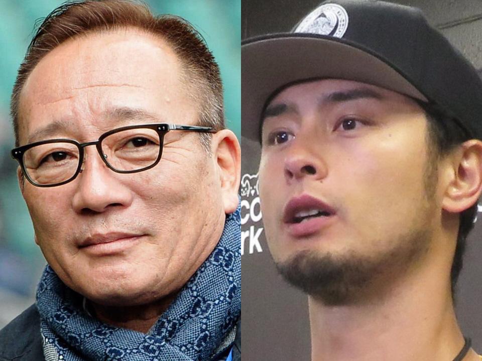 　高木豊氏（左）とダルビッシュ有