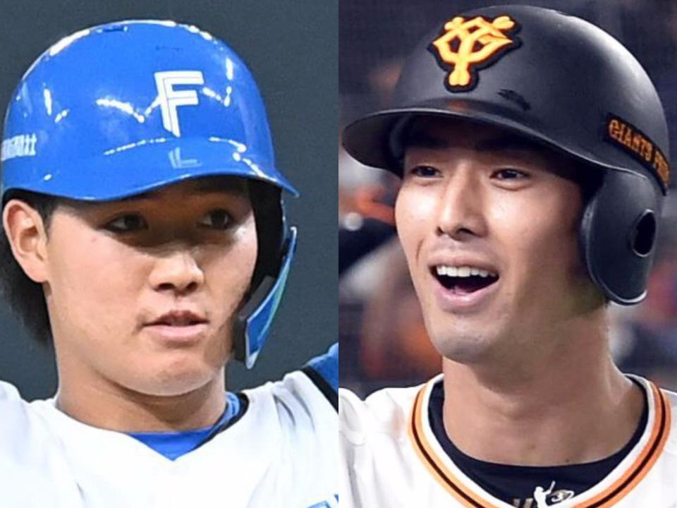 　日本ハム・郡拓也（左）と巨人・若林晃弘