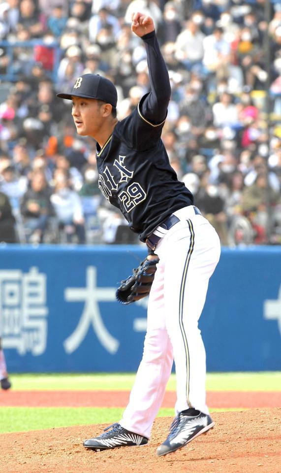 　ヤクルト打線に立ち向かう田嶋（撮影・佐藤厚）