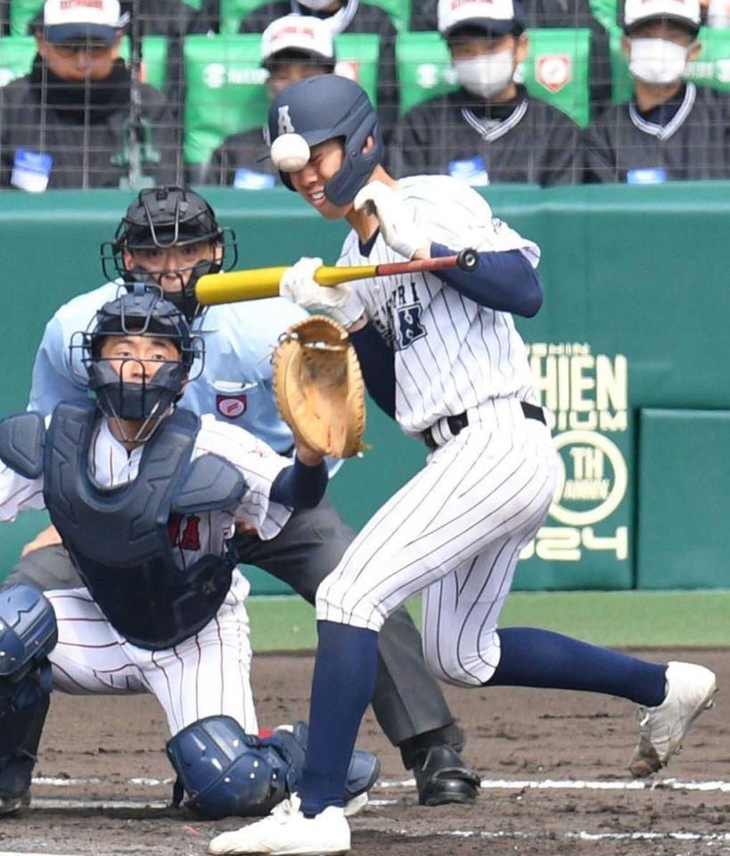 　８回、死球を受ける井坂（撮影・佐々木彰尚）