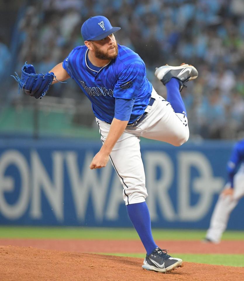 　ヤクルト打線に立ち向かうケイ（撮影・佐藤厚）