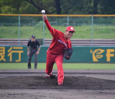 　先発して８回２失点と好投したミキハウス・桜井