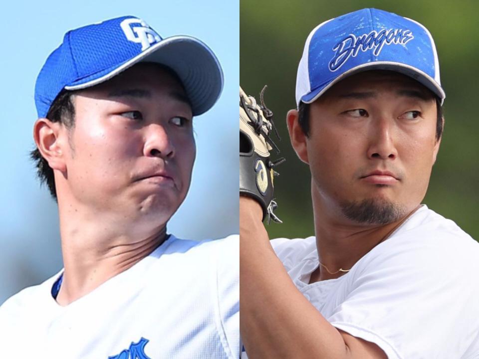 　高橋宏斗と藤嶋健人（右）