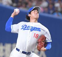 　巨人打線を相手に力投する梅津（撮影・佐藤厚）