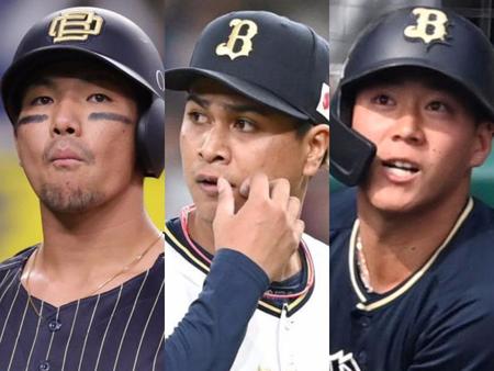 　（左から）オリックス・頓宮、宇田川、来田