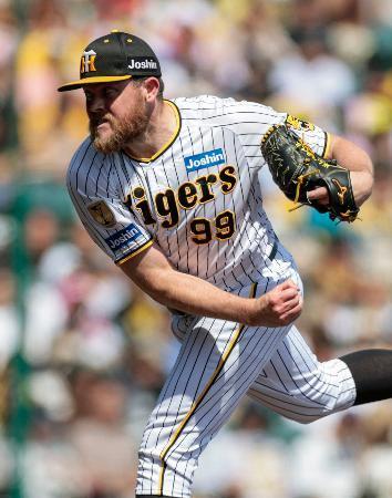 　６回無失点で２勝目を挙げた阪神・ビーズリー＝甲子園