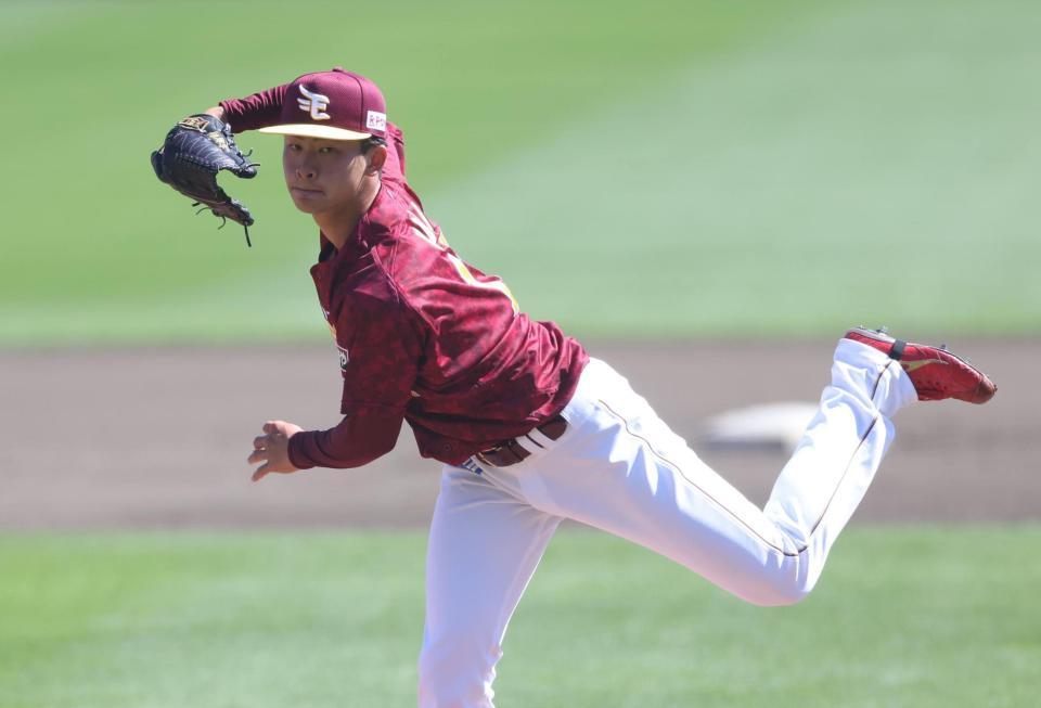 　力投する古謝（撮影・金田祐二）