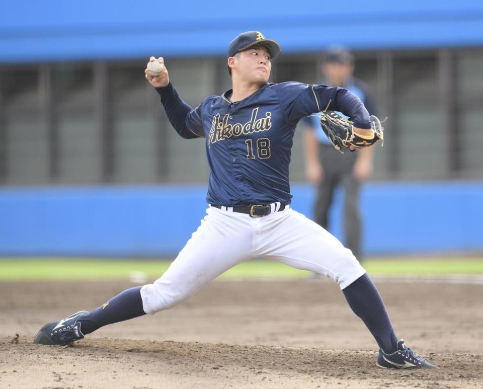 　力投する愛工大・中村優斗（撮影・伊藤笙子）