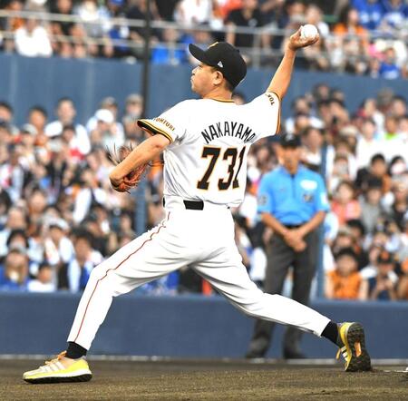 　地元群馬でマウンドに立つ中山秀征（撮影・佐藤厚）