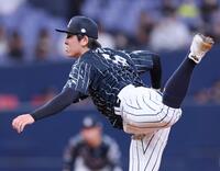 　オリックス打線を相手に力投する隅田（撮影・立川洋一郎）