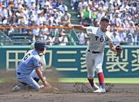 　７回、石浦の一ゴロで一走山崎を二封。遊撃手宮本楽が一塁へ悪送球し先制を許す