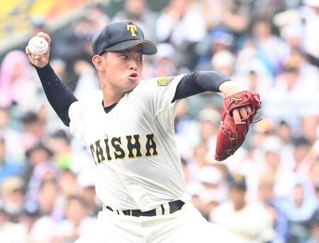 先発し力投する大社・岸恒介＝甲子園球場（撮影・石井剣太郎）