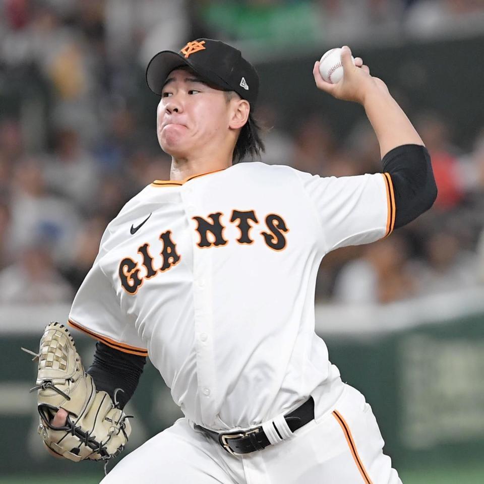 　ヤクルト打線に立ち向かう井上（撮影・佐藤厚）