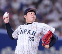 　４回、２番手で登板し力投する才木（撮影・立川洋一郎）