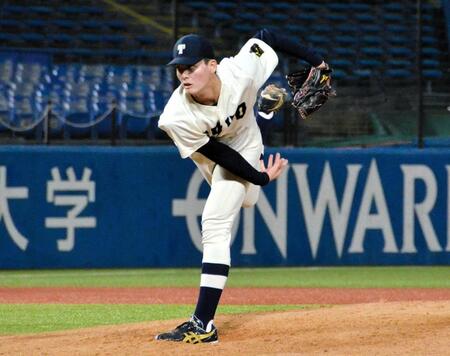 　試合を締めたロッテドラフト３位指名の東洋大・一條