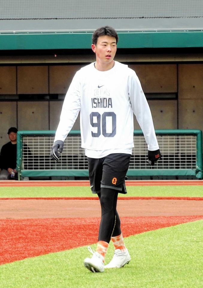 　目標とする選手として佐々木朗希を挙げた石田