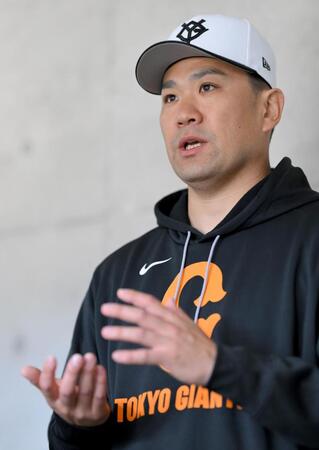 　チーム合流初日を振り返る田中将（撮影・伊藤笙子）