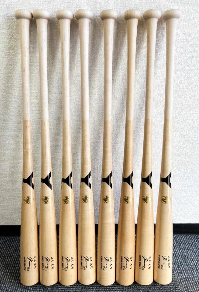 　牛骨でのしごき加工が行われた阪神・近本が使用するバット（ヤナセ社提供）