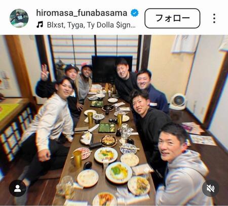 巨人・船迫のインスタグラム（＠ｈｉｒｏｍａｓａ＿ｆｕｎａｂａｓａｍａ）から