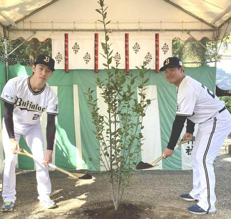オリックス 20歳コンビで飛躍を祈願 斎藤&内藤が植樹に参加「一緒に活躍してチームを引っ張っていきたい」