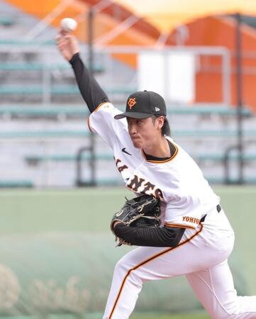 　サムスンとの練習試合に先発する西舘（撮影・西岡正）