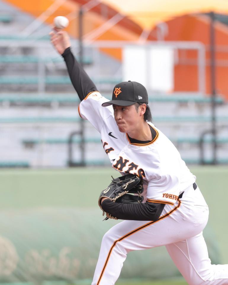 　サムスンとの練習試合に先発する西舘（撮影・西岡正）