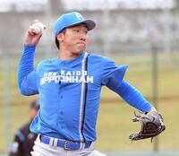 　８回裏に登板し３者連続三振を奪った清宮虎（撮影・佐藤厚）