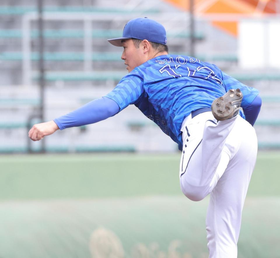 　巨人との練習試合に先発し、３イニングを無失点に抑えた庄司（撮影・西岡正）