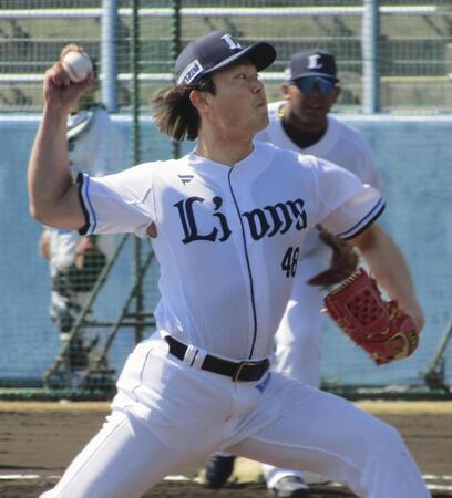 　紅白戦で実戦初登板した今井