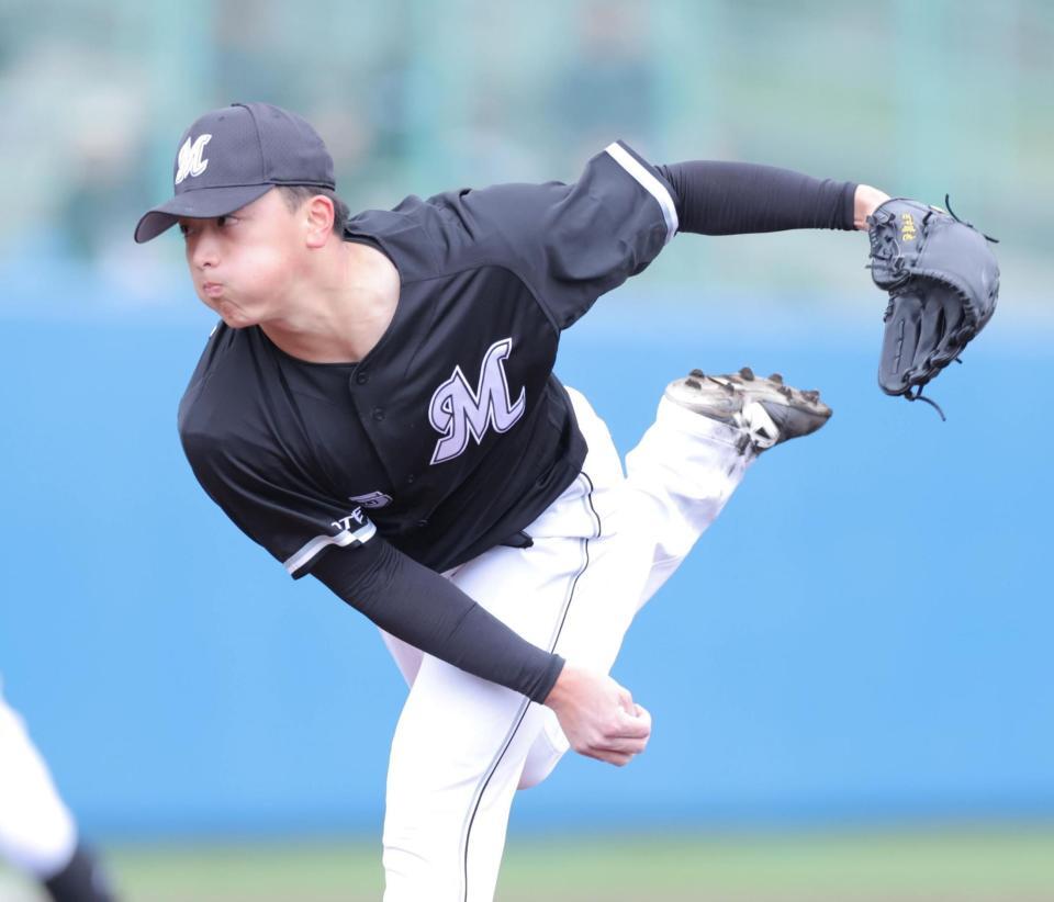 　力投する田中晴（撮影・吉澤敬太）