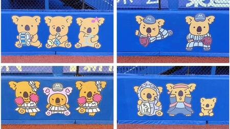 　ＺＯＺＯマリン外野ラバーフェンスに掲出されるコアラのマーチの広告＝球団提供