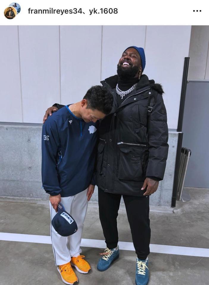 　日本ハム・レイエスのインスタグラム（ｆｒａｎｍｉｌｒｅｙｅｓ３４）より