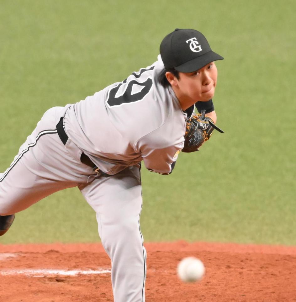 　力投する先発に山崎（撮影・西田忠信）