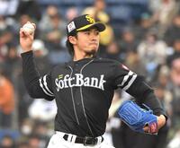 　ロッテ打線を相手に力投する上沢（撮影・佐藤厚）