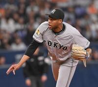 ８回に５番手で登板したマルティネス（撮影・西田忠信）