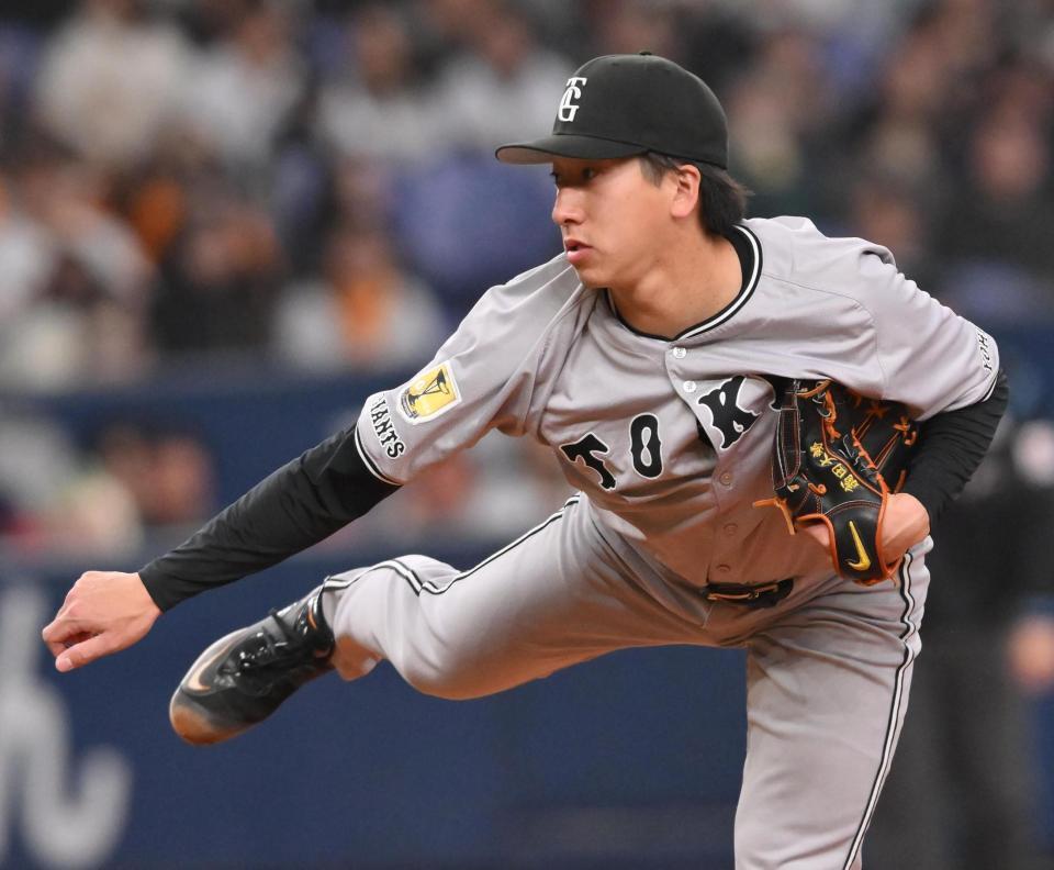 　７回に４番手で登板した大勢（撮影・西田忠信）