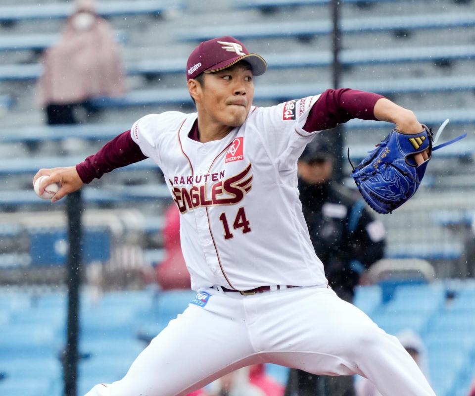 　５回に登板し１失点の則本