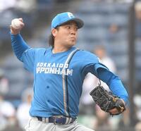 　ロッテ打線を相手に力投する金村（撮影・佐藤厚）