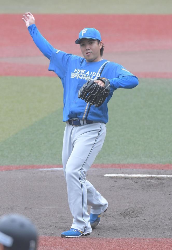 　先発マウンドに立つ金村（撮影・佐藤厚）